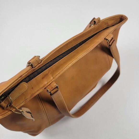 Vintage 90s Coach Leather Tote Bag Purse Brown Leather Carryall - Picture 13 of 16